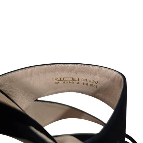 Stuart Weitzman Lyla Thong Sandals Women's 8AA Black Suede Cone Open Toe Party - Picture 7 of 8